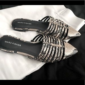 Marc Fisher Snake Print Mules